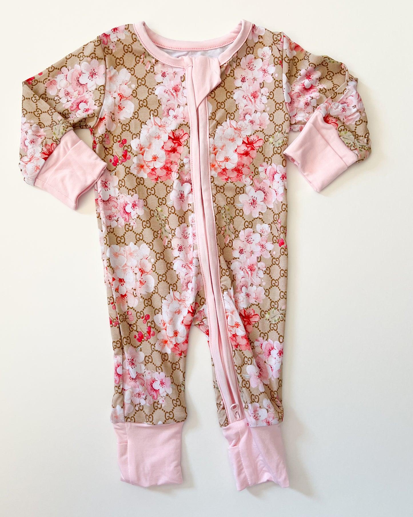Pink Floral G Bamboo Zippy