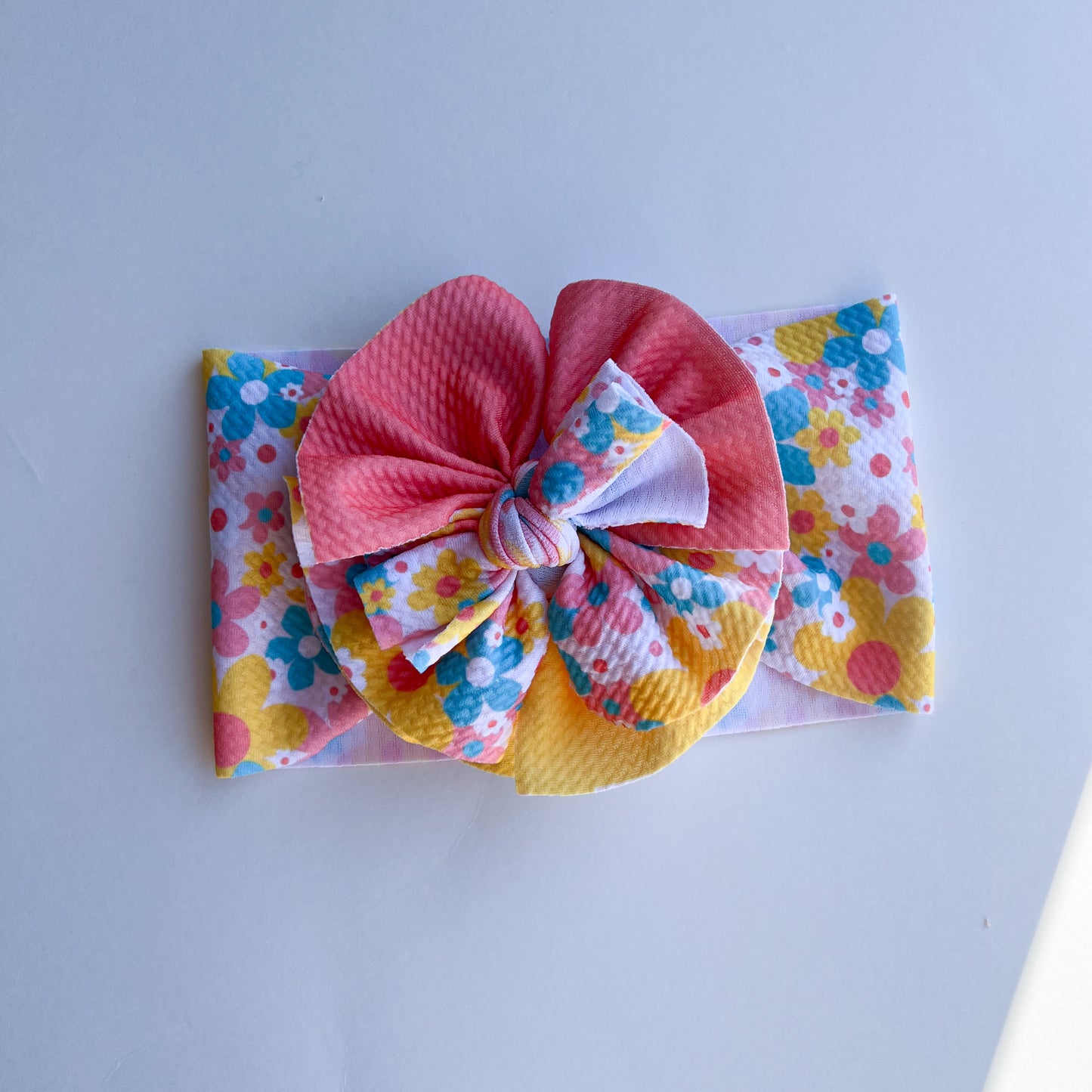 Blue Floral Shredded Bow