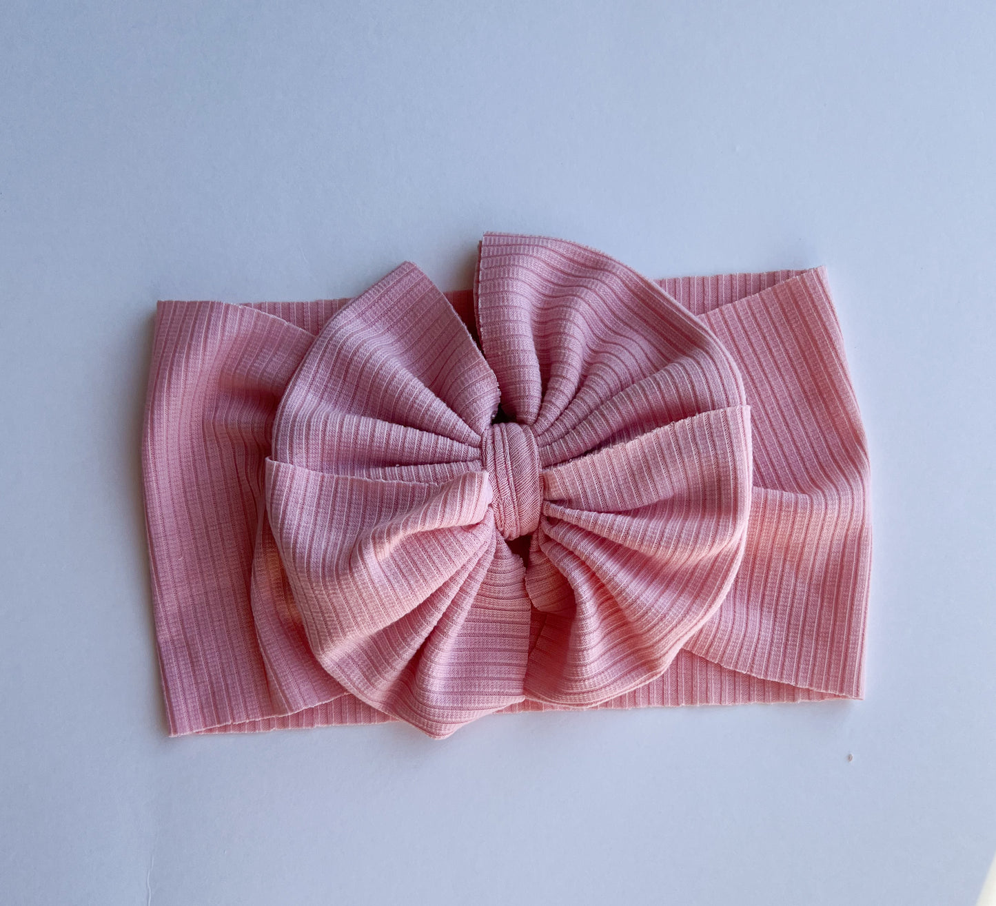 Peachy Pink Rib Messy Bow