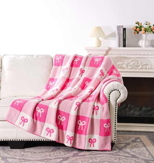 Pink Bows Cozy Adult Blanket 60x50in.